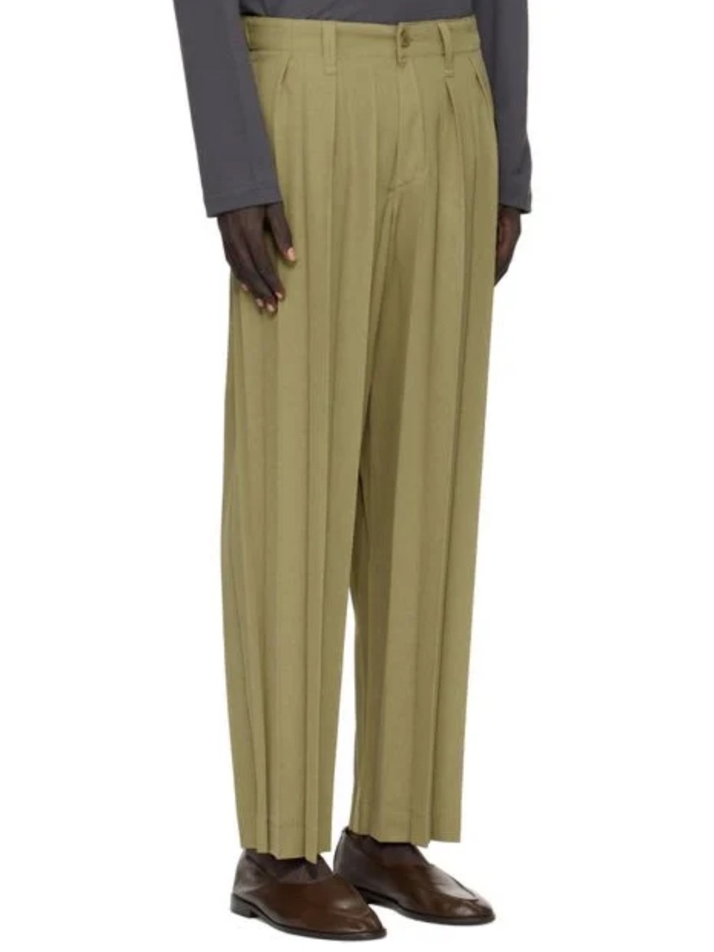 Men Homme Issey Miyake Green Khaki Edge Ensemble Trousers Size 3 - Picture 3 of 16